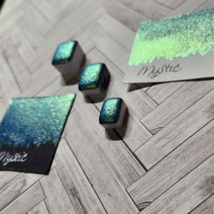 Handmade Colorshifting Metallic Watercolor Paint in Mystic - Art supplies- Hand lettering- Half, quarter, mini pan