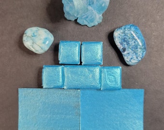 Handmade Metallic Watercolor Paint Pans in Tidal Wave Turquoise
