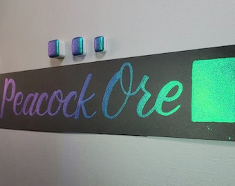 Colorshifting Handmade Watercolor Paint in Peacock Ore-Turquoise, blue and purple