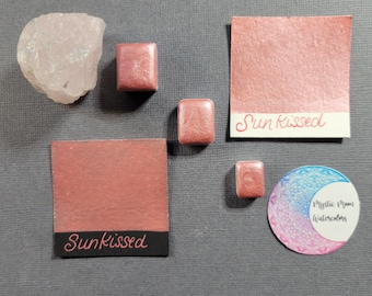 Handmade Metallic Watercolor Paint Sunkissed-Art Supplies-Calligraphy-Hand lettering-Half pan,  quarter pan,  mini pan