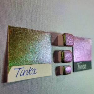 Colorshifting Handmade Watercolor Paint-Tinka, a part of the Fairy Collection-Art Supplies-Calligraphy-Hand lettering-Half quarter & mini