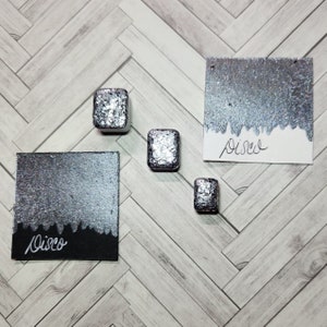 Handmade Metallic Watercolor Paint-Disco Ball-Silver with holo glitter and silver flakes-Art Supplies-Hand lettering-Half, quarter & mini