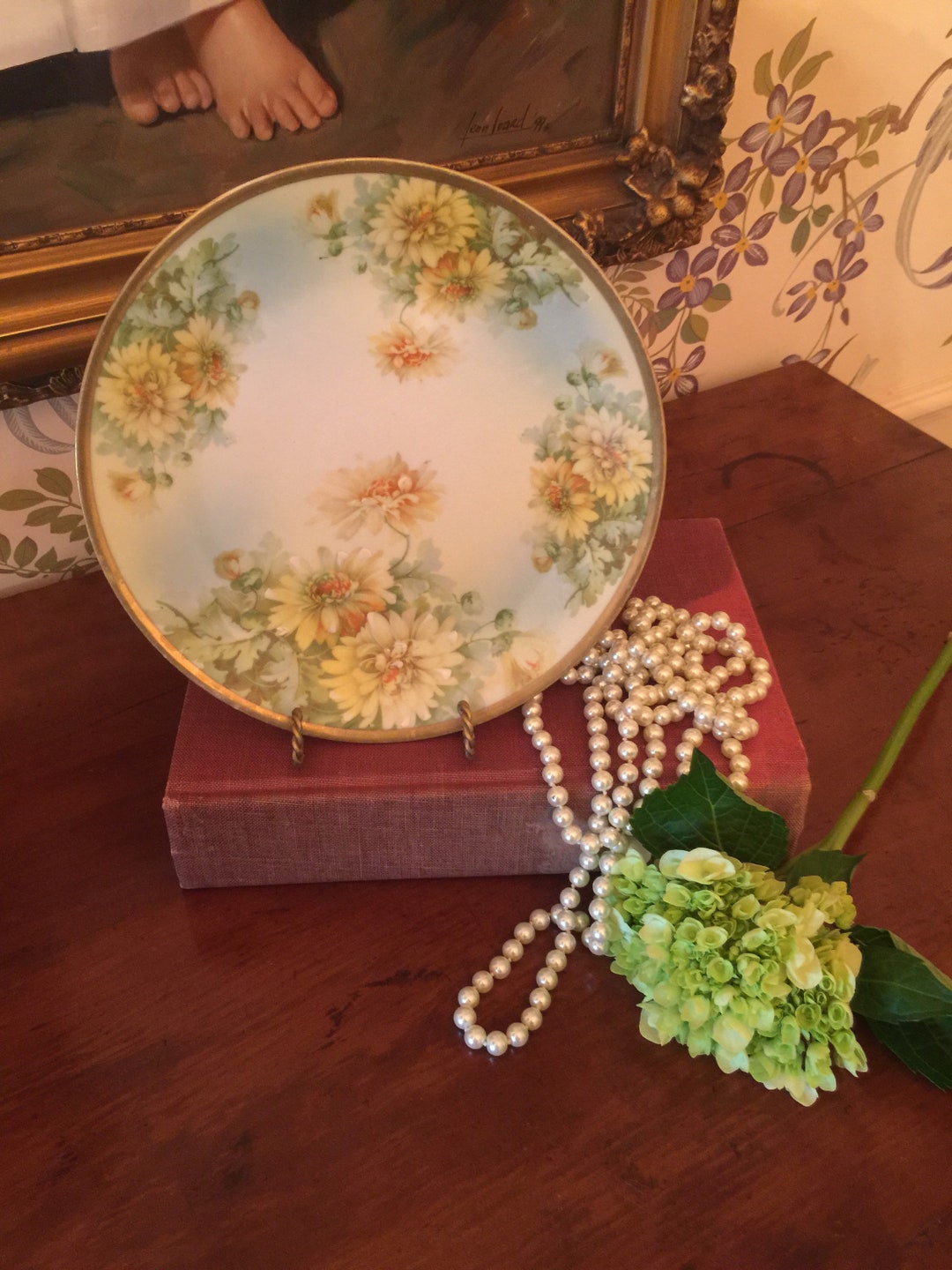 Antique Hand Painted Plate Stamped With the Prussia Crown B Mark