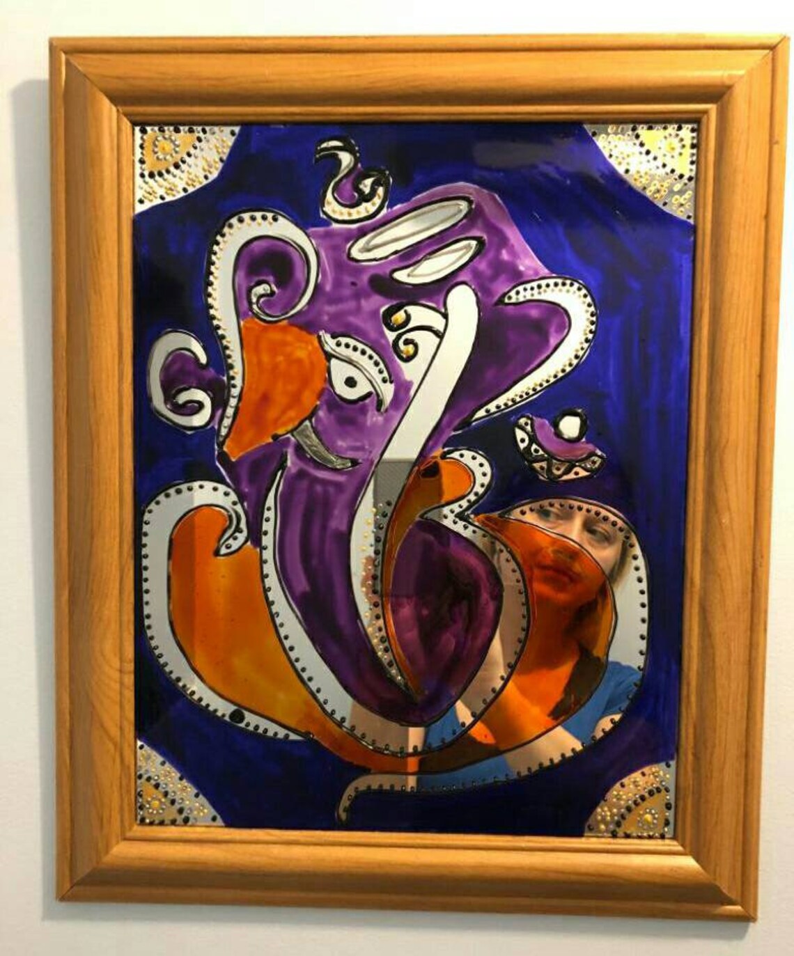 Original Ganesha Glass Painting by Piret Randam Etsy