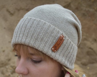 Gorro de punto para mujer, gorro cálido de Alpaca, gorro holgado de lana de invierno, gorro grueso de lana para mujer, accesorios de invierno, gorro de punto para hombre