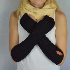 Knitted arm warmers for women Alpaca fingerless long mittens Wool winter gloves Knitted wool arm warmers warm wrist hand warmers mitts