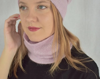 Gebreide mohair nekwarmer voor dames Warme mohair sjaal Gebreide oneindigheidssjaal Warme cirkelkap Tube snood Winteraccessoires wit zwart roze