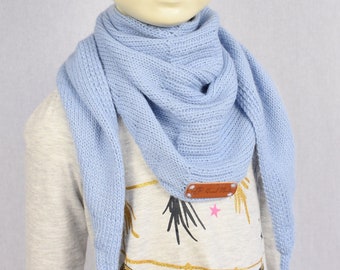 Knitted warm triangle scarf Knitted scarf for kid Alpaca triangle scarf Wool neck warmer Winter kid scarf Knitted head wrap baktus scarf