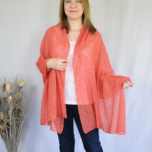 Knitted organic long scarf Knitted linen shawl  Knitted linen veil Knitted linen scarf Organic shawl for women Knitted natural scarf