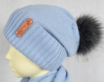 Gorro de punto de alpaca, gorro cálido para niño, gorro de lana cálido, gorro de punto holgado, gorro de punto con pompón, gorro de alpaca, gorro de invierno para niños