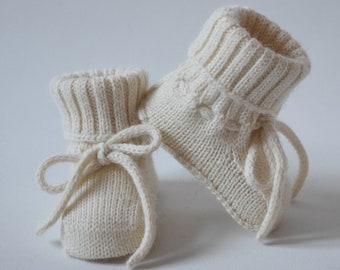 Chaussons bébé en tricot pour nouveau-né alpaga chaussettes longues chaudes Chaussons en laine tricotés Chaussettes en alpaga tricoté chaussures bébé cadeau pour nouveau-né garçon fille