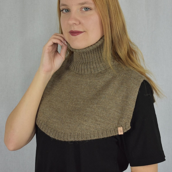 Knitted warm scarf Knitted alpaca neck warmer Wool turtleneck Knitted collar scarf Alpaca dickey scarf cowl snood Neck warmer for women