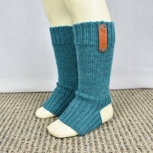 Alpaca Wool Knit Leg Warmers, Light Gray, Beige Knitted Leg