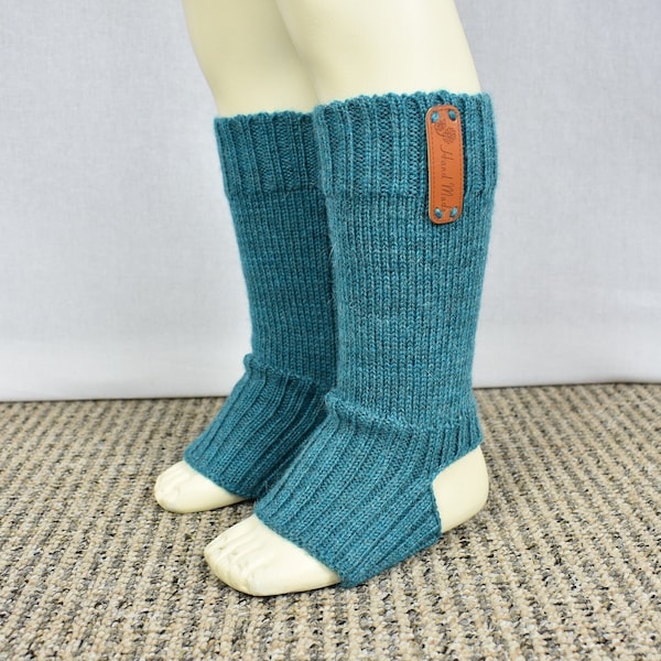 Knitted leg warmers for kid Alpaca leg warmers Wool leg warmers with heel Warm long toeless socks with heel boot toppers dance yoga socks