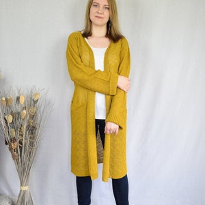 Knitted long cardigan Organic cardigan for women Knitted linen cardigan Kimono cardigan Knit loose sweater Oversized sweater coat