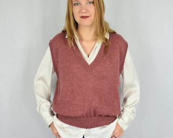 Knitted alpaca vest for women Wool sweater vest Sleeveless alpaca oversized sweater Warm wool sweater waistcoat Knitted loose vest