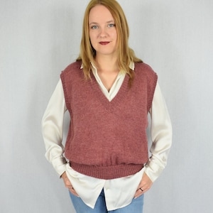 Knitted alpaca vest for women Wool sweater vest Sleeveless alpaca oversized sweater Warm wool sweater waistcoat Knitted loose vest
