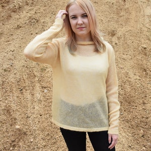 Gestrickter schiere Pullover Mohair Pullover Mohair Pullover für Frauen Mohair Pullover Gestrickter oversized Pullover Sommer Strick Top Kuscheliger Pullover