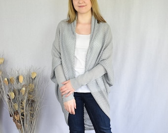 Pull bio en lin tricoté pour femme Cardigan cocon en lin Pull oversize en lin Manteau d'été léger Manteau pull grande taille Wrap d'été