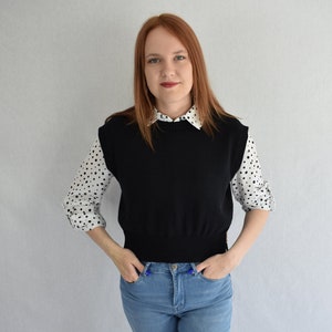 Knitted cotton vest for women Knitted summer waistcoat Knit organic vest Sleeveless cotton sweater Organic summer top Cropped sweater vest