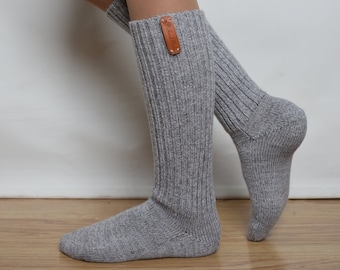 Chaussettes longues chaudes tricotées pour enfant alpaga jambières laine berceau chaussures nouveau-né cadeau bébé douche bébé fille garçon enfant en bas âge rose blanc bleu