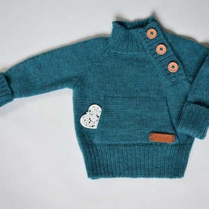 Knitted sweater for kid Knitted warm pullover Wool jumper for kid Alpaca cardigan with pockets toddler baby girl boy infant black white