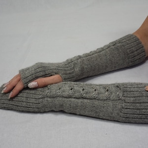 Gebreide alpaca-armwarmers voor dames Alpaca lange vingerloze wanten Gebreide wollen winterhandschoenen warme polshandwarmers Wollen armwarmers