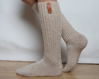 WOOL ALPAKA gestrickte Winter Socken für Kind warme Beinwärmer Krippe Schuhe Neugeborene Geschenk Babyparty Baby Mädchen Jungen Kleinkind Rosa Weiß