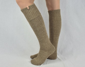 Chaussettes tricotées en alpaga pour femme Chaussettes chaudes jusqu'aux genoux Chaussettes longues en alpaga Chaussettes d'hiver en laine pour la maison Jambières en alpaga Chaussettes tricotées en laine confortables