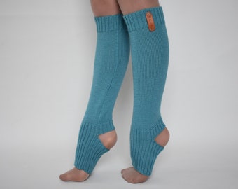 Jambières en alpaga tricotées avec talon Chaussettes de danse longues et chaudes en laine Jambières en laine tricotée Chaussettes pour femmes sans orteil chaussettes sport yoga
