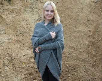 brown sweater coat