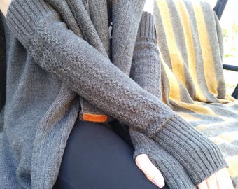 Wool with alpaca wool fingerless gloves long mittens warm wrist hand arm warmers mitts for women black white blue pink gray beige