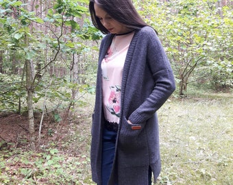 Suéter oversize de punto para mujer Cárdigan de talla grande de alpaca con bolsillos Abrigo cálido de lana Cárdigan kimono de punto Suéter suelto de punto