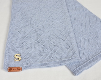 Personalized baby blanket Knitted alpaca blanket Wool custom blanket for crib Warm afghan wrap throw newborn cover baby shower gift for boy
