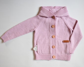 Alpaca sweater with pockets Knitted cardigan for kid Knitted hooded wool jacket Knitted baby jumper Knitted hooded coat sweater girl boy