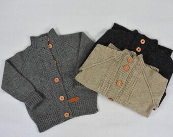 READY TO SHIP Knitted Alpaca Cardigan for Kid Warm Wool Sweater