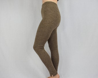 Leggings de alpaca de punto Pantalones ajustados de punto Leggings de punto cálidos para mujer Pantalones de lana Pantalones ajustados de punto Pantalones de invierno