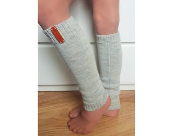 Knitted alpaca gray leg warmers for kid warm wool long toeless dance socks boot toppers yoga sport socks girl boy baby toddler white black