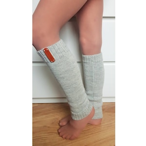 Knitted alpaca gray leg warmers for kid warm wool long toeless dance socks boot toppers yoga sport socks girl boy baby toddler white black
