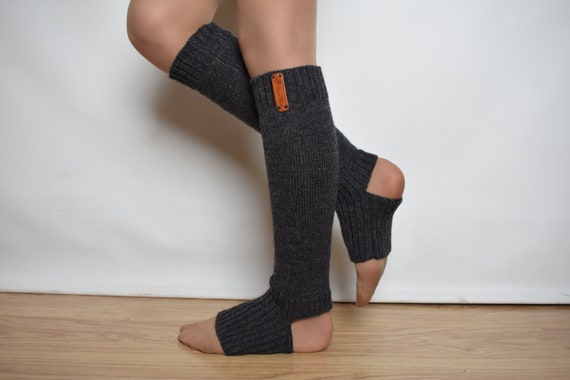 WOOL ALPACA Knitted Leg Warmers for Kid Warm Long Toeless Socks