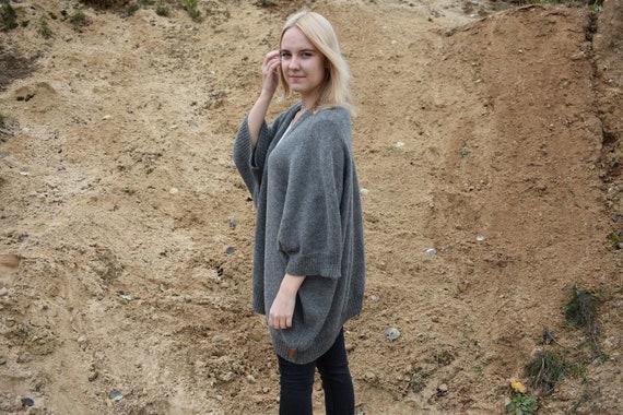 Knitted Oversized Cardigan for Women Alpaca Kimono Cardigan Knit
