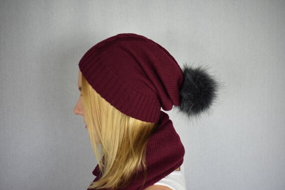 Knitted Alpaca Hat With Pom Pom Knitted 
