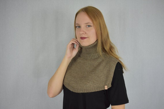 Knitted warm scarf Knitted alpaca neck warmer Wool turtleneck Knitted collar scarf Alpaca dickey scarf cowl snood Neck warmer for women