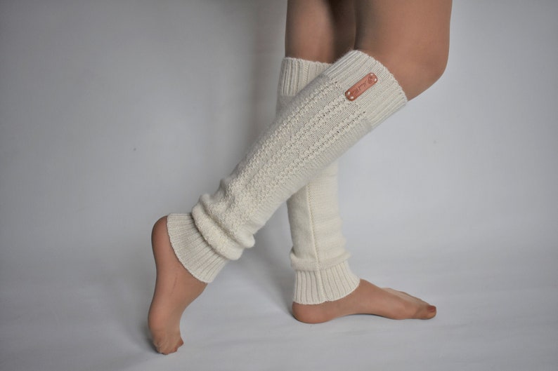 Alpaca leg warmers Knitted leg warmers for women Warm long wool socks Knitted dance socks Knitted wool leg warmer flip flop yoga socks image 1