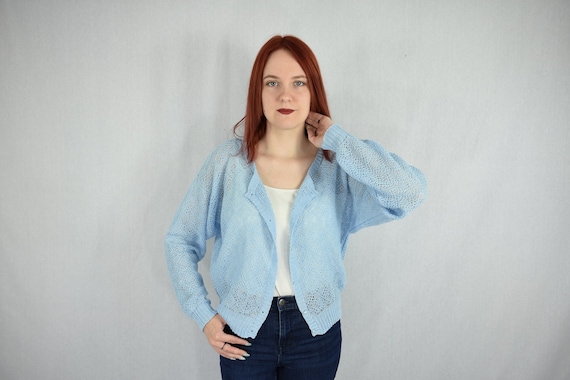 Knitted Short Linen Cardigan, Organic Summer Sweater, Lightweight