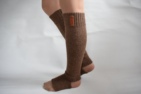 WOOL ALPACA Knitted Leg Warmers for Kid Warm Long Toeless Socks