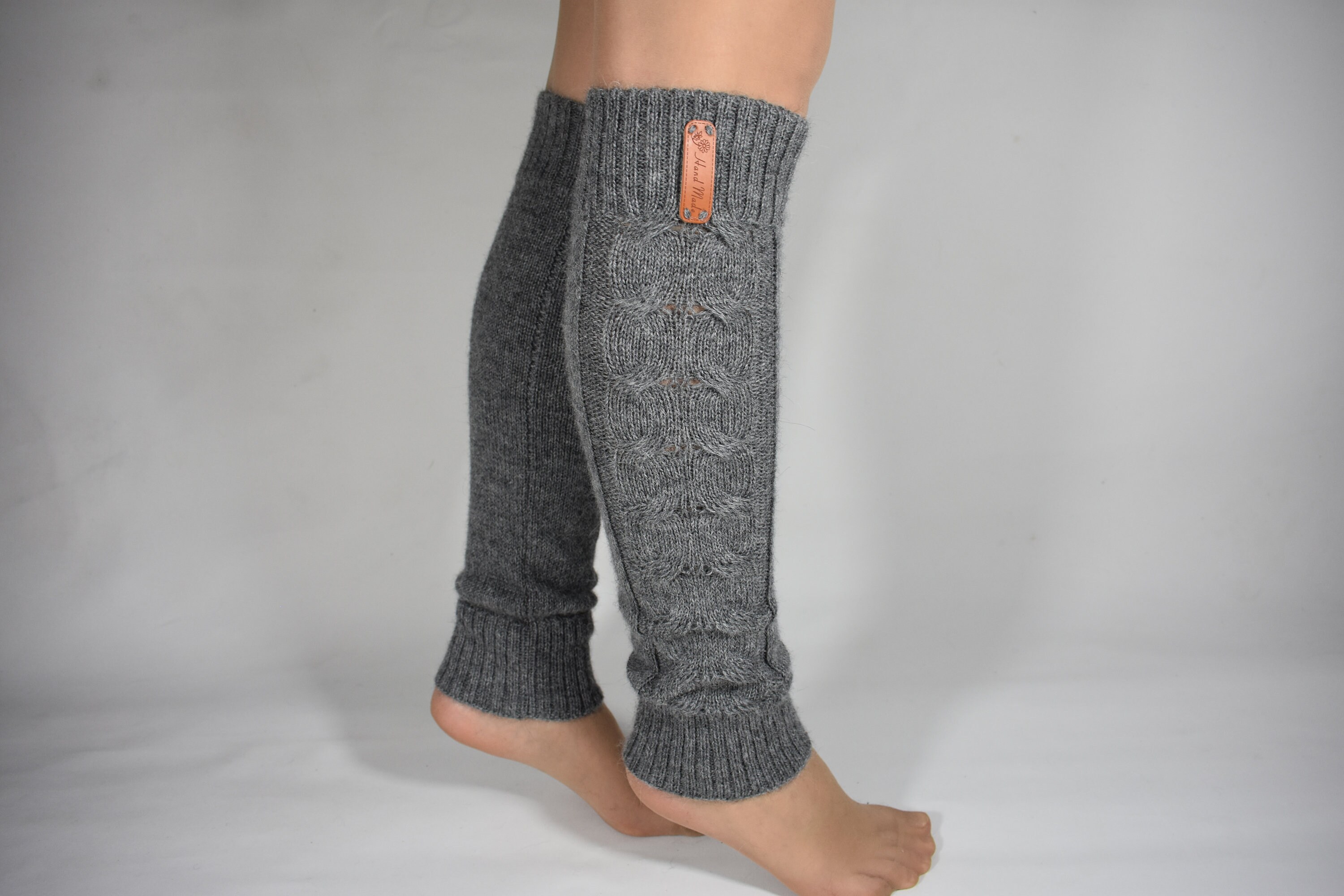 Knitted long leg warmers for women warm wool alpaca knee Etsy