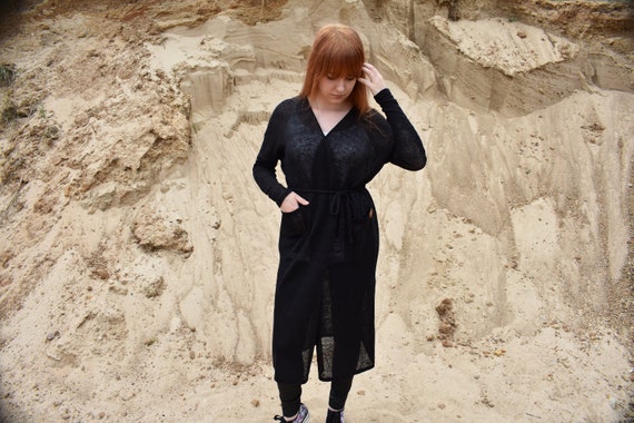 Cardigan long bio tricot pour femme Cardigan d t en lin Pull