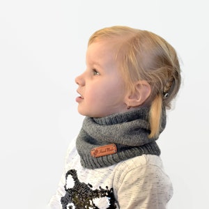 WOOL ALPACA knitted warm infinity scarf for kid winter neck warmer circle scarf cowl tube snood toddler infant boy girl black white blue