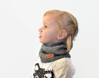 Bufanda infinita cálida de punto de LANA Y ALPACA para niño, calentador de cuello de invierno, bufanda circular, cuello, tubo, redecilla, para niño pequeño, bebé, niña, negro, blanco y azul